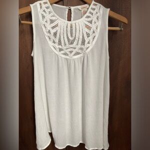 Sundance White Lace Accent Sleveless Top S Small